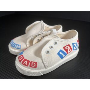 Vtg Huggies 80s 90’s Toddler Size 3 Sneaker I Love Mom Dad White Blue Red NOS